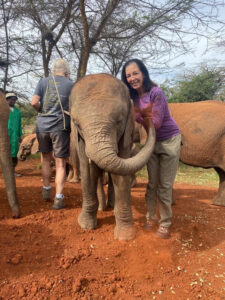 Joan Ranquet and Ambo the elephant